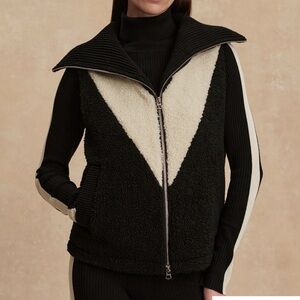 Varley Caspian Sherpa Gilet Vest Black & Cream NWT